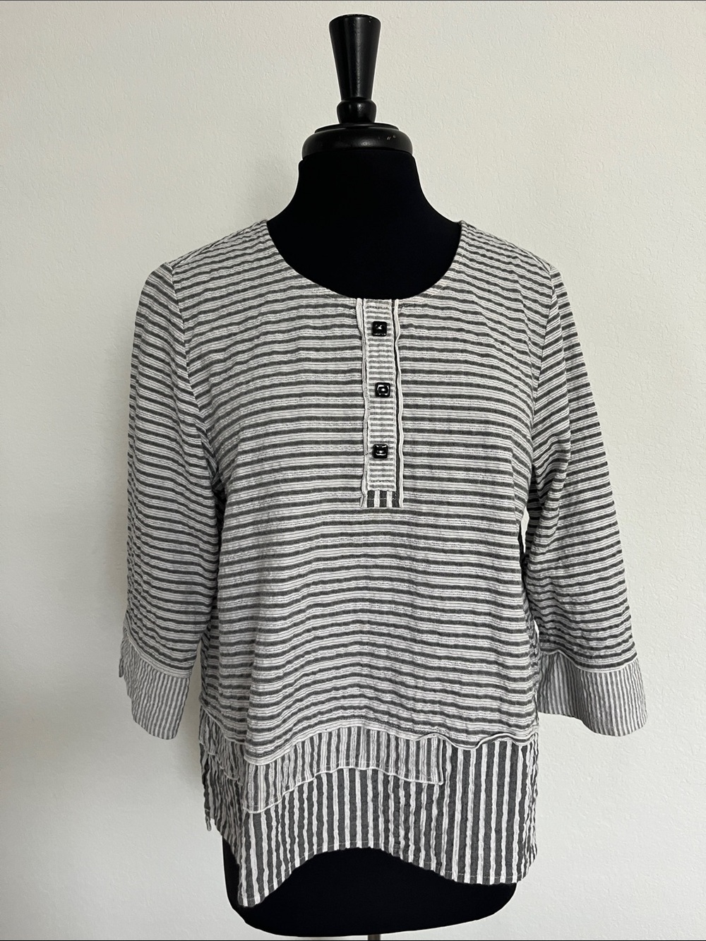 Habitat Striped Gray & White Top